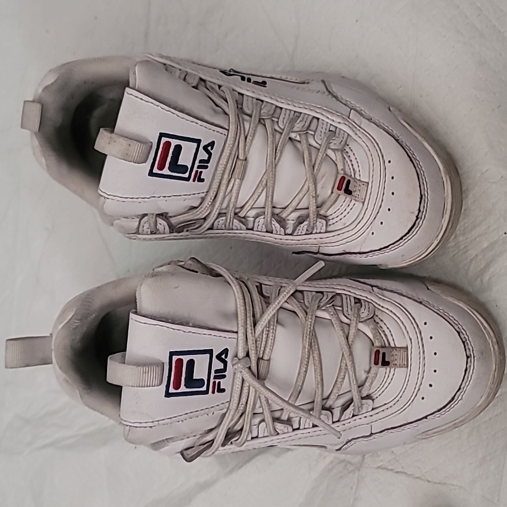 White Filas Platform Shoes